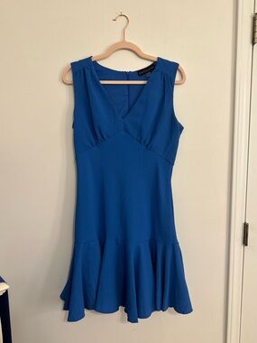 Zarr Collection Royal Blue Textured V-Neck Dress Size 10